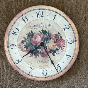 Timeworks Floral Vintage Wall Clock